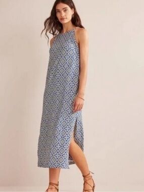 Boden blue heron flora tile print dress